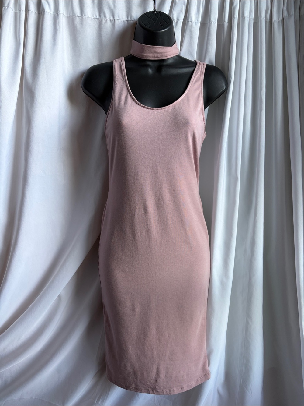 Heart & Hips Dusty Pink Tank Midi Dress with Choker